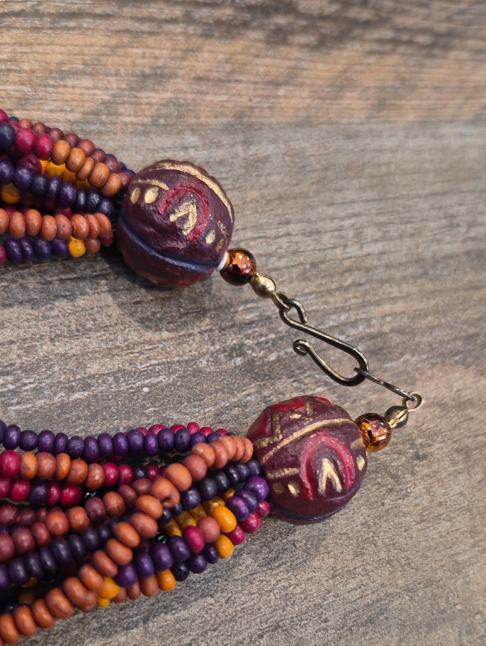 Vtg Multistrand Multicolored Seed Bead Necklace, Hook Closure - Picture 6 of 6